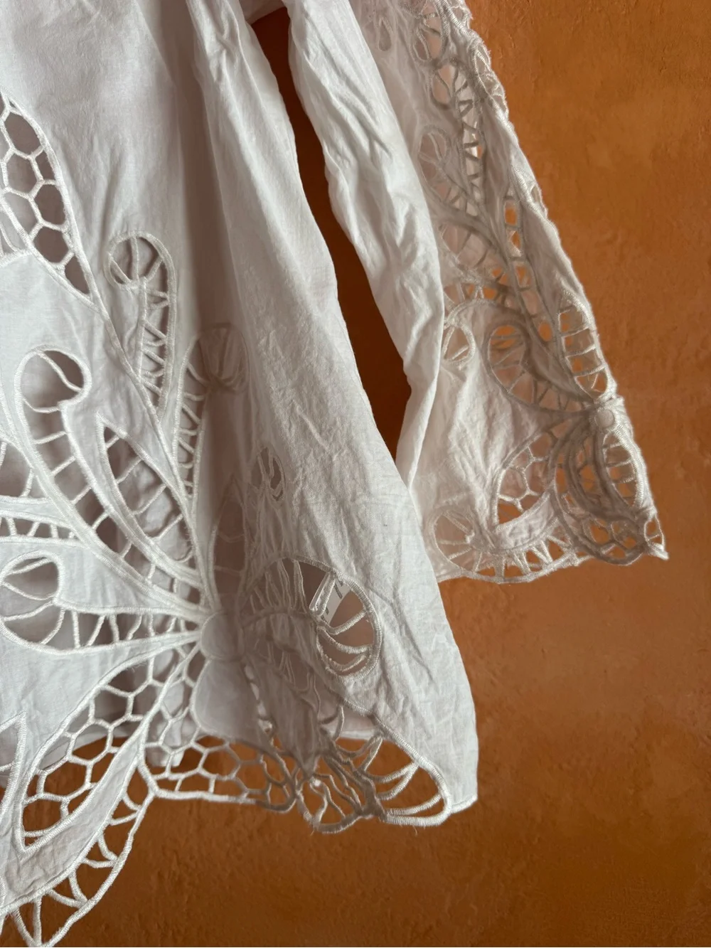 Harlyn White Cotton Eyelet Lace Boho Blouse Top Small - Picture 3 of 8